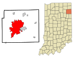 Allen County Indiana Incorporated and Unincorporated areas Fort Wayne Highlighted